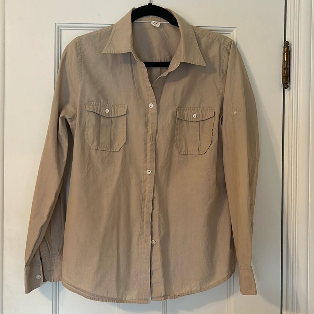 J Crew Khaki Tab Sleeve shirt